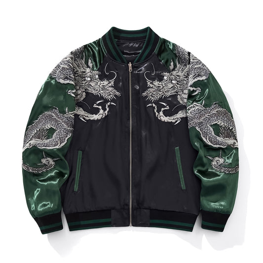 Chaqueta Beisbolera Dragón Bordado - Casual y Resistente