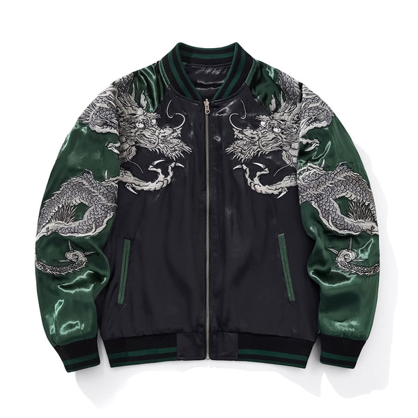 Chaqueta Beisbolera Dragón Bordado - Casual y Resistente