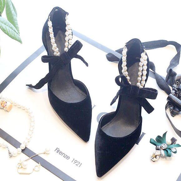 Tacones Altos Pearl con Tira al Tobillo - Punta Afilada Stiletto