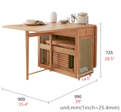 Mesa Comedor Plegable de Ratán Multifuncional para el Hogar - Image 6