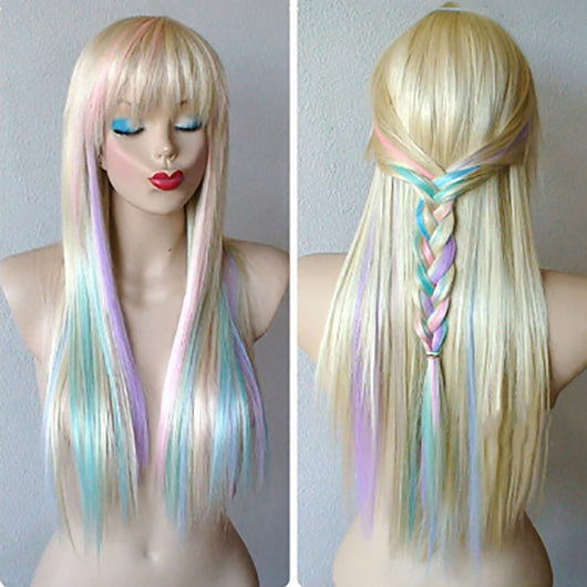 Peluca Harajuku Degradado de Colores - Estilo Ice Cream Vibrante