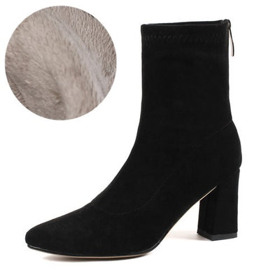 Botas Martin de Tacón Alto para Mujer - Caña Media Puntiaguda con Tacón Grueso - Image 7