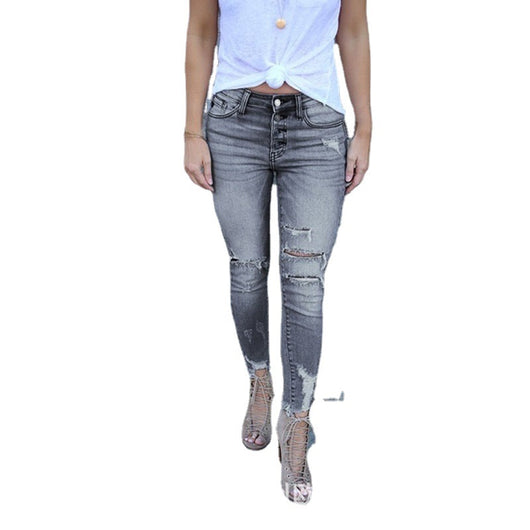 Jeans Slim Fit Rotos para Mujer con Stretch y Cintura Ajustada - Image 6