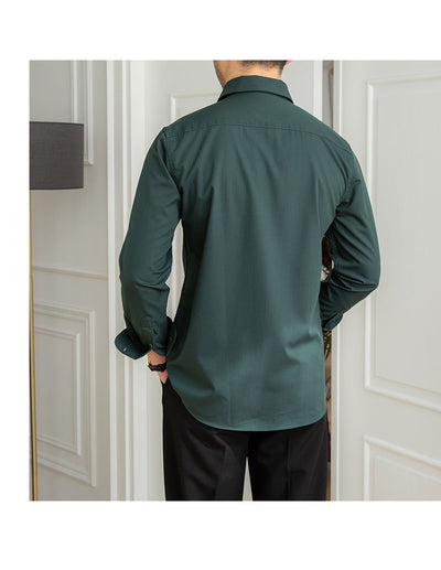 Camisa Casual Slim Fit a Cuadros Oscuros sin Planchado - Image 4