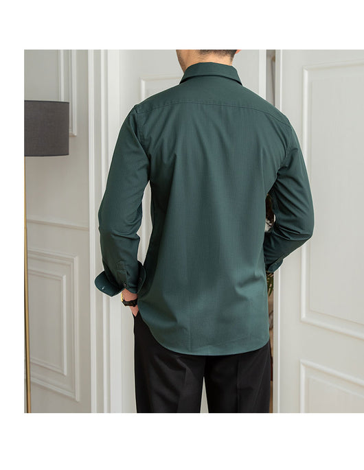 Camisa Casual Slim Fit a Cuadros Oscuros sin Planchado - Image 4