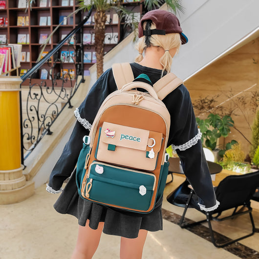 Mochila Escolar Amplia de Gran Capacidad Ligera y Simple para Mujeres