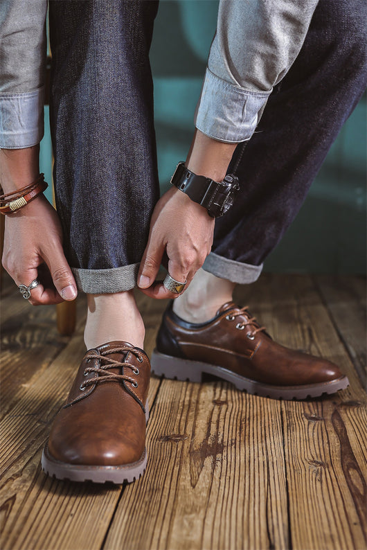 Zapatos Casuales de Cuero Estilo Británico Retro para Hombre - Image 14