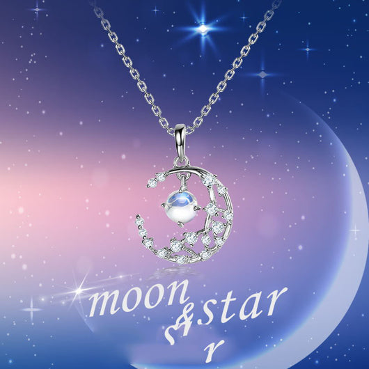 Collar Colgante Estrella y Luna con Piedra de Luna Natural - Image 2