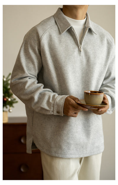 Suéter con Cierre Medio y Cuello Solapa para Hombre - Primavera Otoño - Image 25