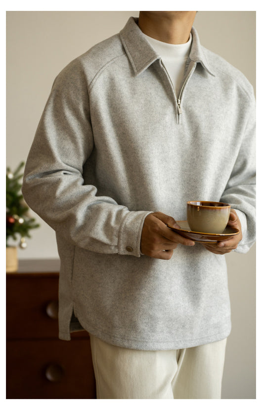 Suéter con Cierre Medio y Cuello Solapa para Hombre - Primavera Otoño - Image 25