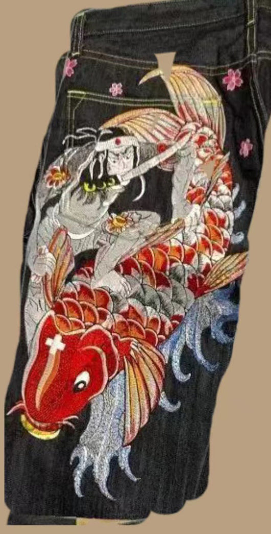 Pantalones Jeans Ukiyo-e Hombre Corte Recto Ancho Clásico - Image 5