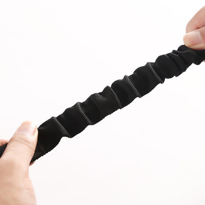 Two black elastic retractable pet seat belts with metal buckles and clips for vehicle safety. - Image 9