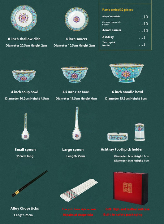 Juego de Vajilla de Porcelana Esmaltada Estilo Hogar - Image 11