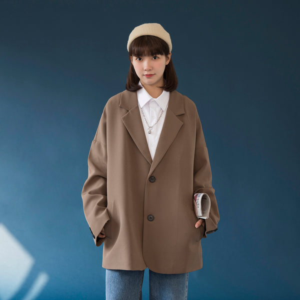 Blazer Azul Suelto Primavera Otoño Diseño Rejuvenecedor para Mujer
