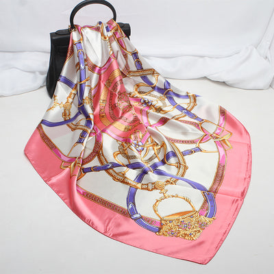 Pañuelo de Seda Estampado Cuadrado - Cinturón Clásico para Mujer - Image 6