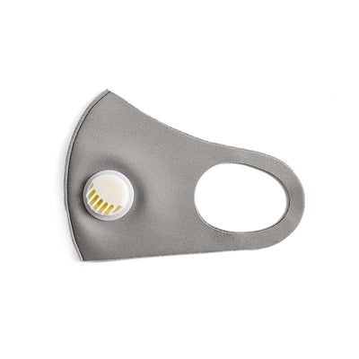 Black ice silk cotton face mask with a white breathing valve and ear loops for comfortable wear. - Image 11