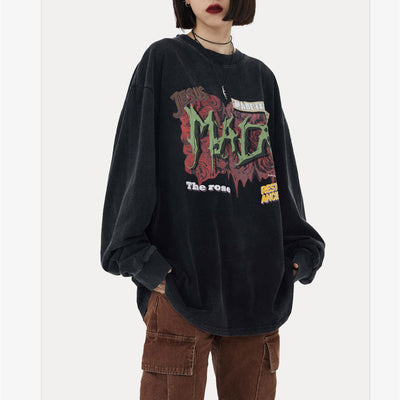 Playera Holgada con Estampado de Letras para Parejas - Manga Larga - Image 12