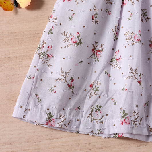 Vestido Infantil Tricolor Floral con Mangas Aleteo - Image 12