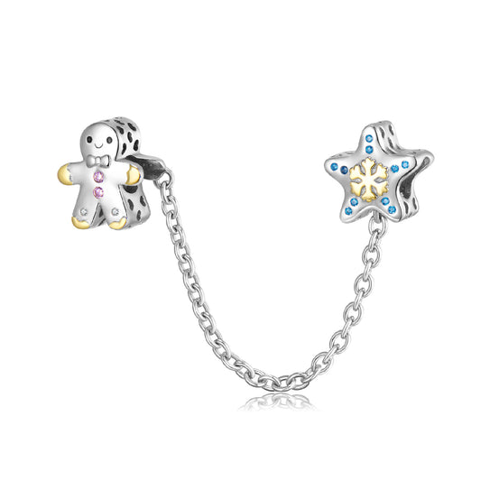 Pulsera de Plata Esterlina 925 con Copo de Nieve y Muñeco de Nieve - Accesorio DIY Navideño - Image 2
