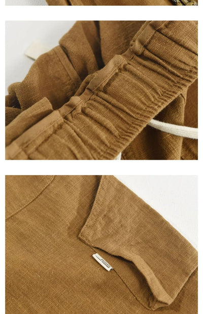 Pantalones Cortos Casuales de Algodón y Lino Relajados para Hombre - Image 11