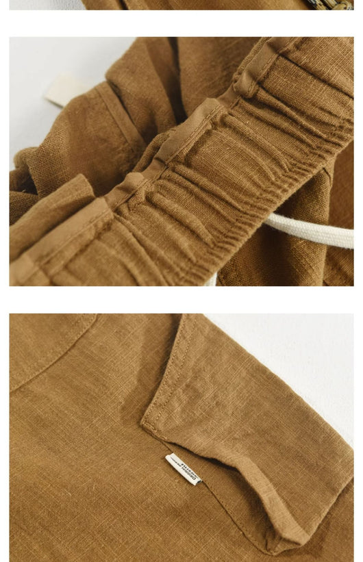 Pantalones Cortos Casuales de Algodón y Lino Relajados para Hombre - Image 11