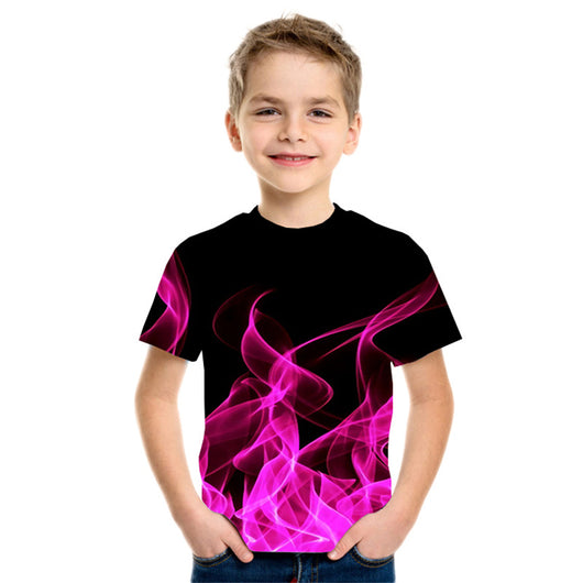 Camiseta Infantil Estampado Llamas 3D en Tres Colores - Image 11