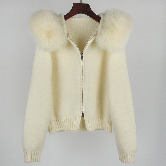 Abrigo de Primavera para Mujer con Cuello de Zorro Real y Capucha - Image 37