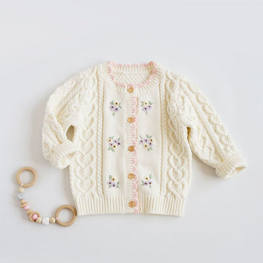 Cardigan de Bebé Flores Bordadas a Mano en Algodón - Image 20