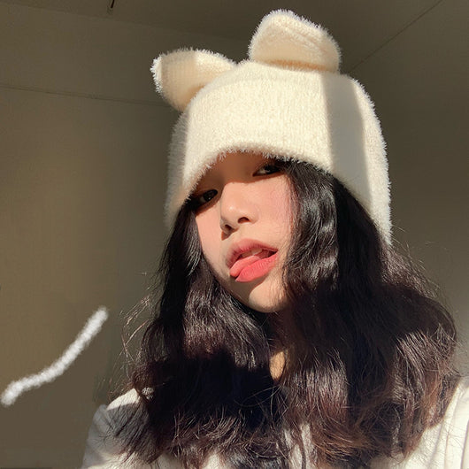 Gorro de Lana Tejido con Orejas de Conejo - Diseño Dulce para Niña