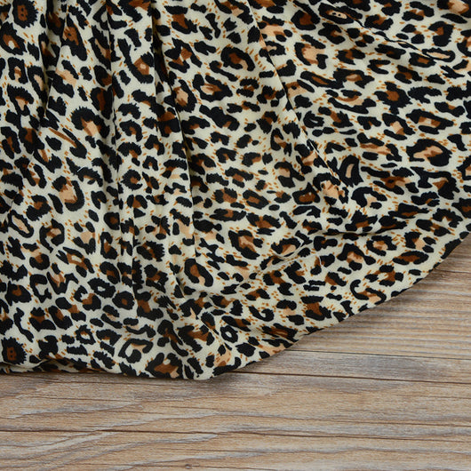 Conjunto de 3 Piezas Infantil Otoño: Blusa Denim, Falda Leopardo y Diadema - Image 10