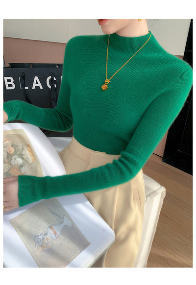 Polera Cuello Alto Cachemir Ajustada - Elegancia Minimalista para Otoño e Invierno - Image 20