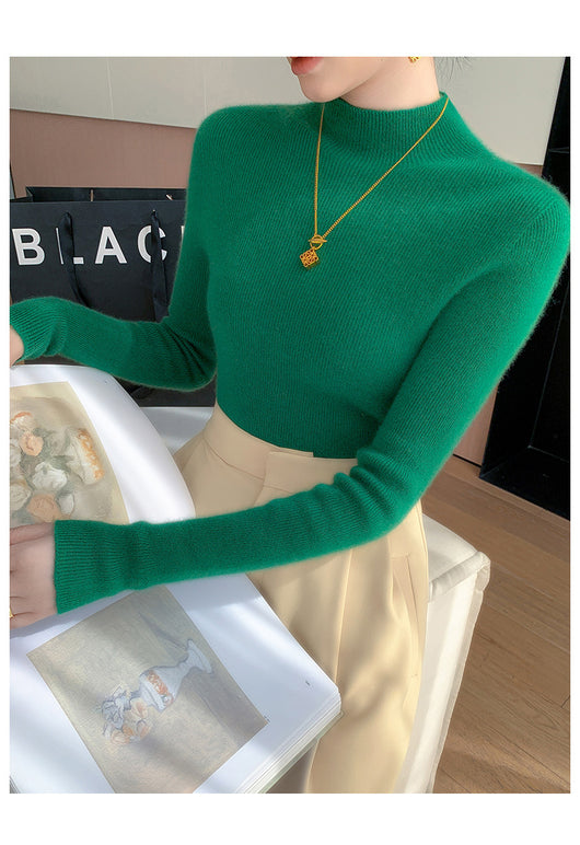 Polera Cuello Alto Cachemir Ajustada - Elegancia Minimalista para Otoño e Invierno - Image 20