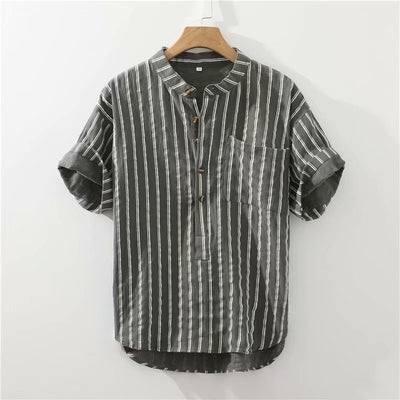 Camisa de Rayas Clásica de Manga Corta para Hombre - Image 17