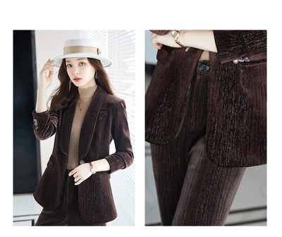 Conjunto Elegante de Terciopelo Dorado - Blusa Manga Corta y Pantalón - Image 3