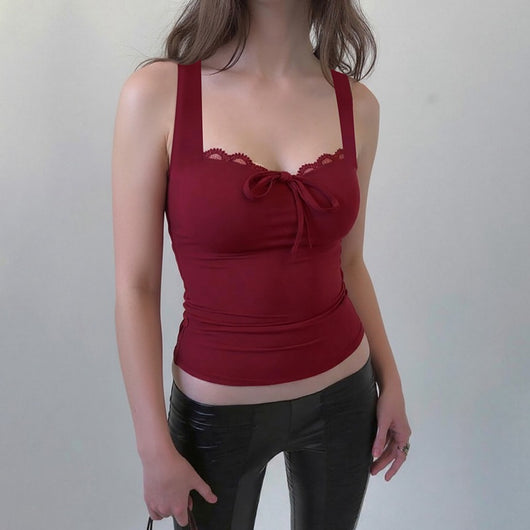 Blusa Camiseta Ajustada con Lazo y Encaje - Image 28