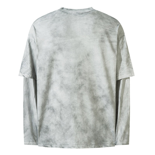 Camiseta Manga Larga Tie-Dye con Letras Distressed y Efecto Dos Piezas - Image 2