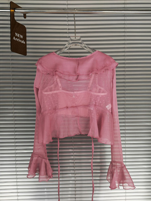 Conjunto Dos Piezas: Cardigan Chiffon con Encaje y Tirantes - Image 8