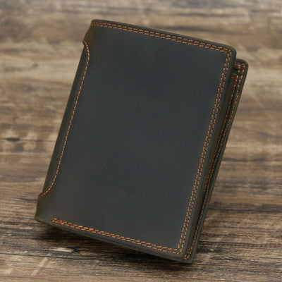 Billetera Vertical de Cuero Genuino Estilo Retro para Hombre - Image 3