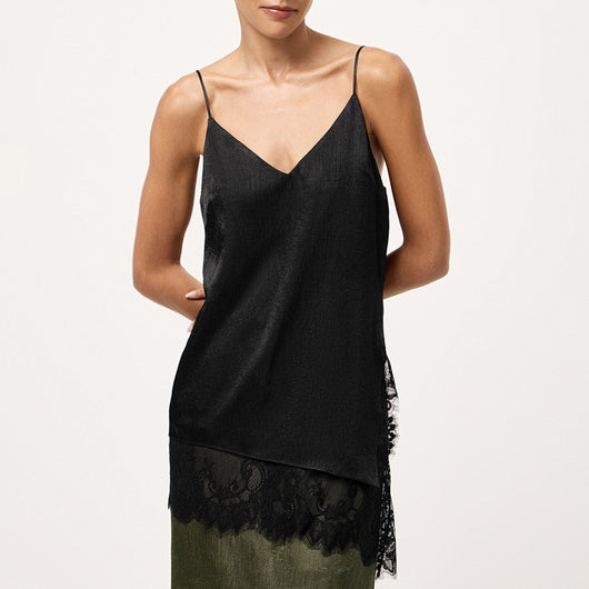 Blusa Camisola Escotada con Encaje y Parches Combinados - Image 3