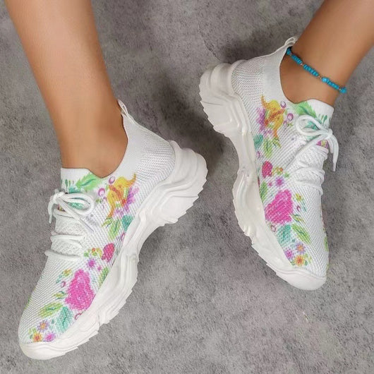 Zapatillas Deportivas Slip-On con Flores 3D - Tecnología Flyknit Ligera - Image 4