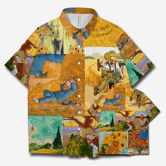 Playera Estampada Cielo Estrellado y Campo de Trigo