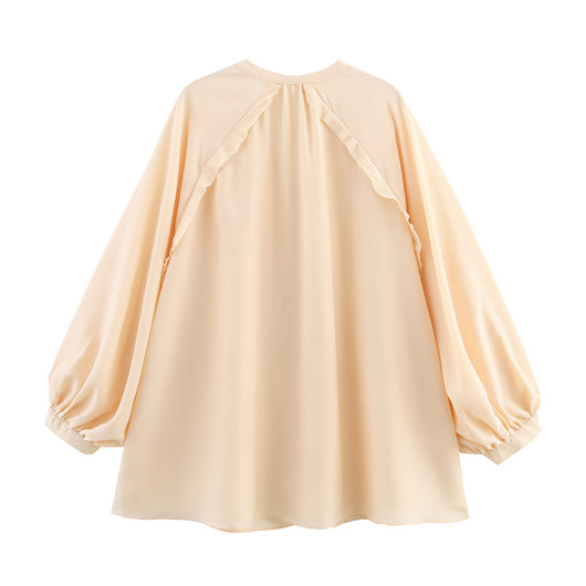Blusa Holgada Cuello en V con Mangas Largas - Image 10