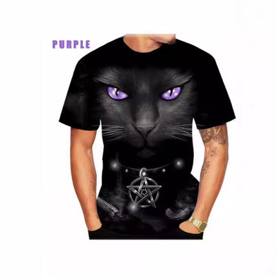 Playera Gato 3D Estampado Animal Print Manga Corta Hombre - Image 4
