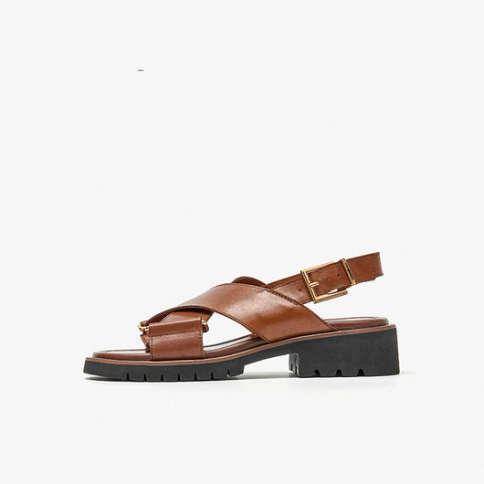 Sandalias Retro con Tacón Grueso y Tiras Cruzadas para Mujer - Image 5