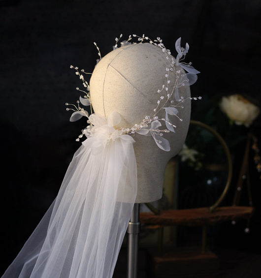 Velo de novia con corona de flores - Accesorios para vestido de boda - Image 11