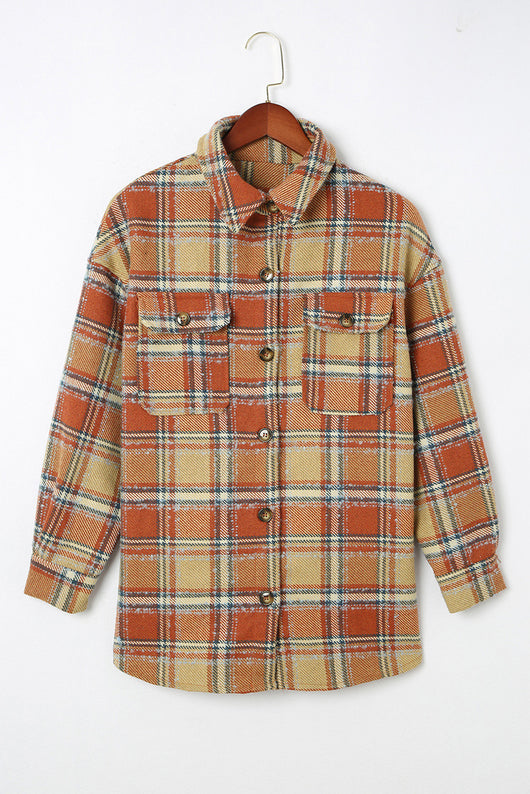 Abrigo Camisa Cuadros Suelta para Mujer - Elegancia Casual de Manga Larga - Image 9