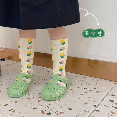 Calcetines Escolares para Niñas - Algodón Puro Estampado Floral Talla Única - Image 5