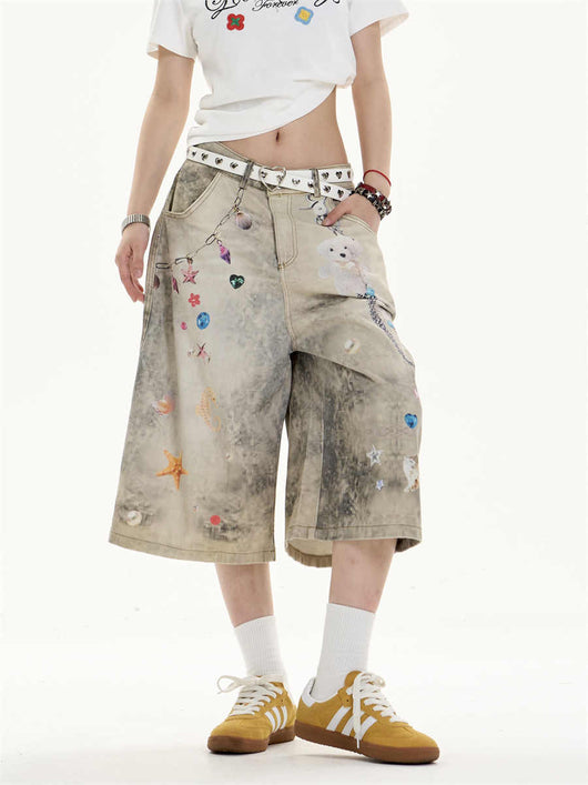 Jeans Anchos Sueltos Estampados Cropped para Mujer - Image 4