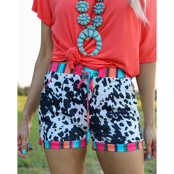 Shorts Casuales con Estampado de Leopardo y Cordón Ajustable