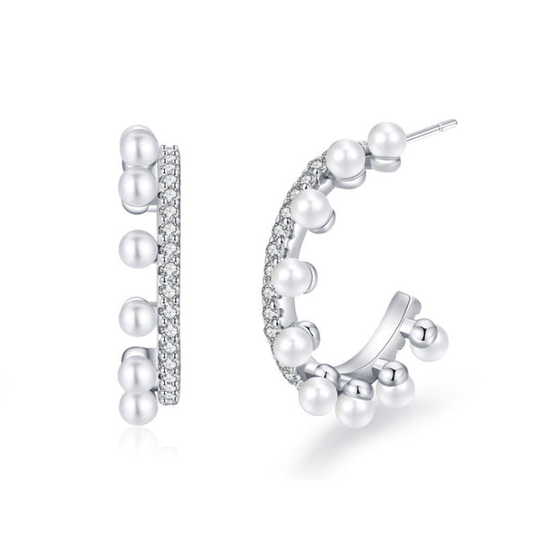 Aretes de Perla Curva en Plata 925 Esterlina - Image 6
